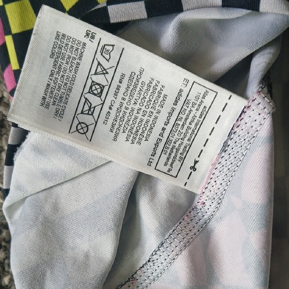 Adidas Jeremy Scott Checkered Long Sleeve Shirt - Yellow, Pink, Black - Picture 8 of 8